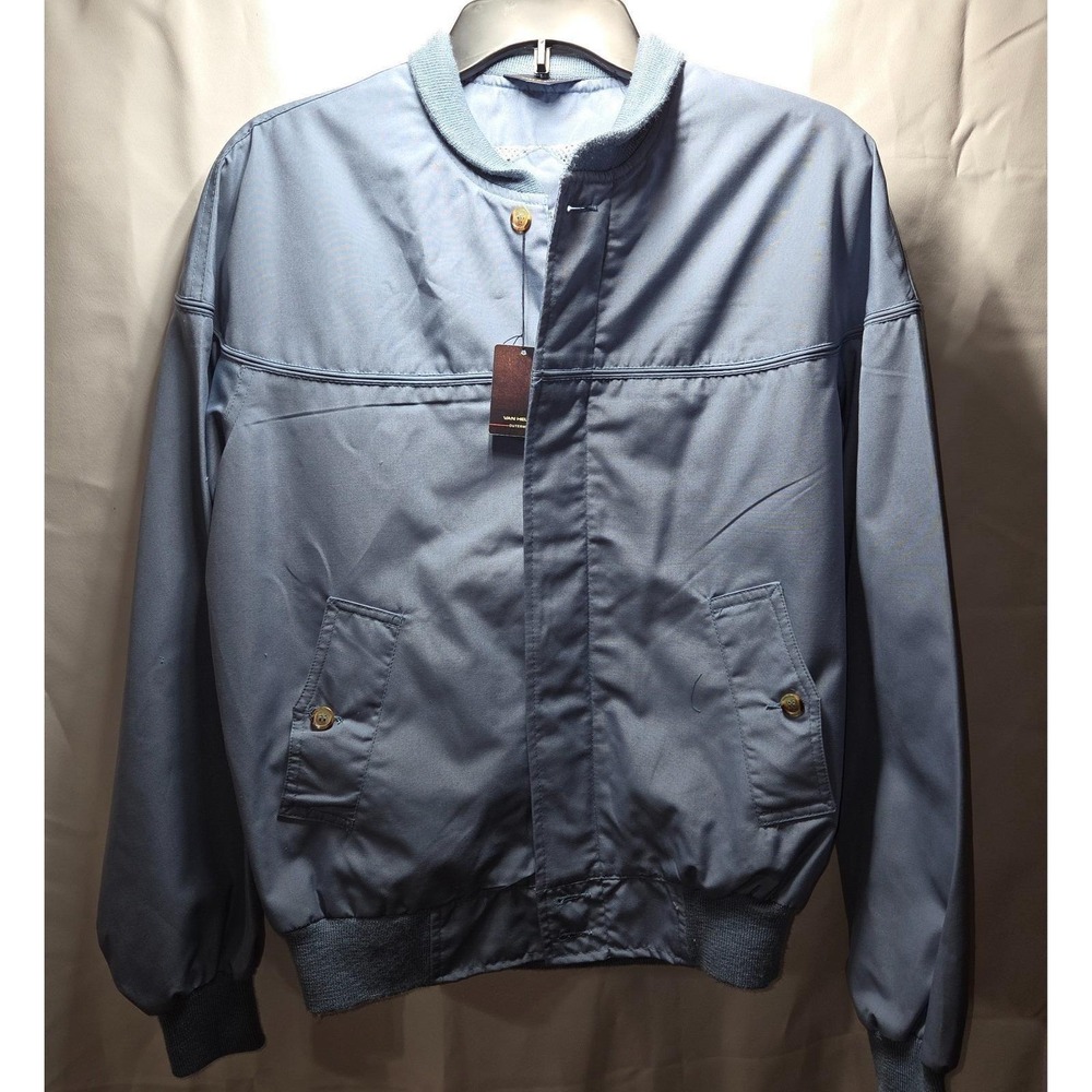 Vtg 1980's Van Heusen Blue Windbreaker NWT Jacket Size Small Preppy Classic